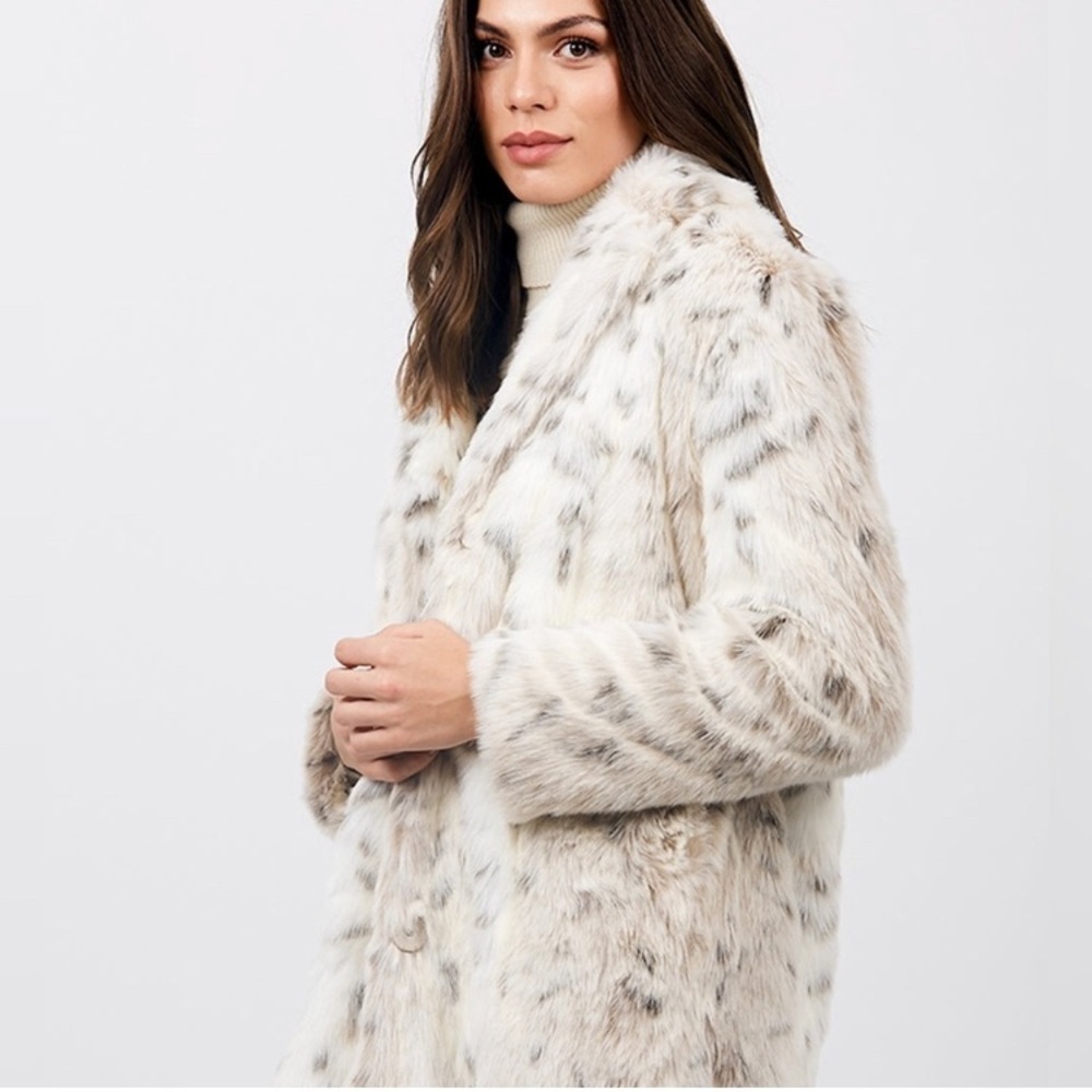 RAGA Siberian Snow Leopard Faux Fur Coat Jacket Women's Size 2X NWT